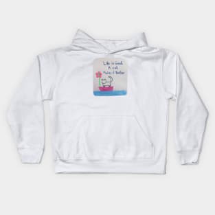 Life is Good A cat Makes it Better Kids Hoodie